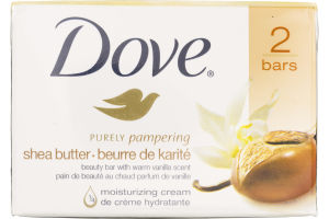 Dove Purely Pampering Beauty Bar Shea Butter with Warm Vanilla 4 oz, 2 Bar