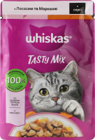 Корм консервований повнораціонний для дорослих котів З лососем та морквою в соусі TastyMix Whiskas д/п 85г