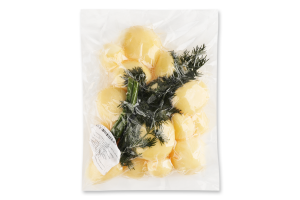 Картопля молода чищена з часником та кропом