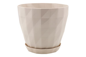 Вазон д/квітів Кристал 1,15л бежевий з підставкою Серінова