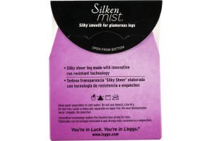 L'eggs Silken Mist Silky Sheer Leg Control Top Run Resistant Jet Black B