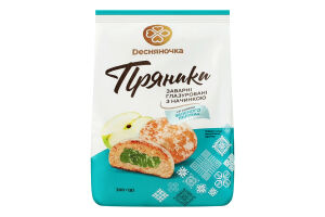 Пряники заварные глазированные с начинкой Со вкусом зеленого яблока Dесняночка м/у 300г