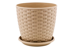 Горщик д/квітів Ротанг кремовий з підставкою 16*15см арт114056 Алеана