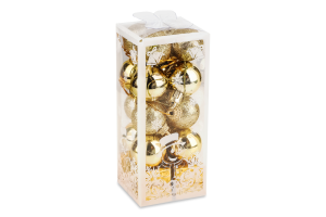 Набір куль новорічних золотисті 20шт F9137