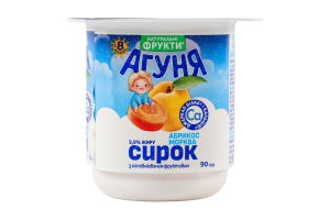 Творожок 3.9% для детей от 8мес с наполнителем фруктовым Абрикос-морковь Агуня ст 90г