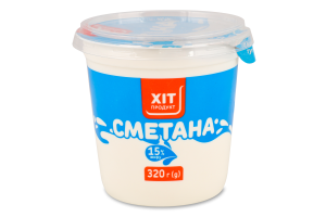 Сметана 15% 320г стакан Хіт Продукт