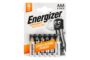 Батарейка AAA 1.5V LR03 Primary alkaline Energizer 6шт