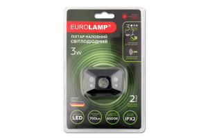 Ліхтар LED чорний налобний 3W 700lm 6500K 3ААА Eurolamp