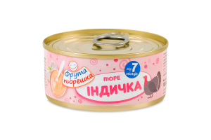 Пюре для детей от 7мес на мясной основе гомогенизированное стерилизованное Индейка Фрута пюрешка ж/б 120г