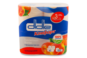 Туал. папір Didie 4 шт. Комфорт аром. Персик 3-х шар.