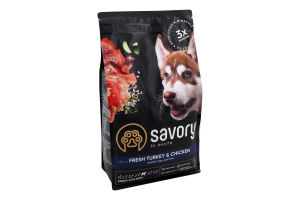 Корм сухий Fresh Turkey&Chicken Junior Large Savory м/у 3кг