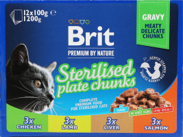 Корм д/стерилізованих котів Стерильна тарілка 4смаки 12*100г пауч Бріт Преміум