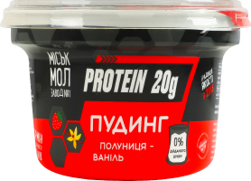Пудинг нежирный протеиновый с сиропом Клубника-ваниль Protein 20g Міськмолзавод №1 ст 200г