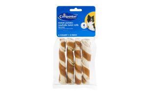 Companion Dog Rawhide Twist Rolls Sweet Potato 5 Inch - 4 CT