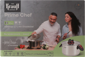 Каструля Prime Chef 2,7л з скляною кришкою 18см Krauff