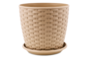 Горщик д/квітів Ротанг кремовий з підставкою 16*15см арт114056 Алеана