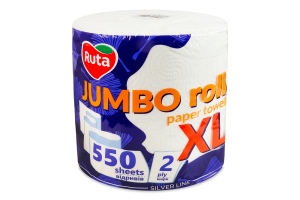 Полотенце бумажное 2-х слойное 550 отрывов XL Jumbo Silver line Ruta 1шт