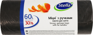 Пакеты для мусора прочные с ручками 60л Stella 30шт