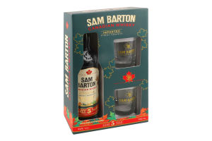 Набір Віскі Y.O. 5років 40% 0,7л+2склянки Sam Barton