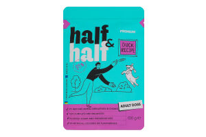Корм влажный полнорационный для взрослых собак с уткой в соусе Duck recipe Premium Half&Half д/п 100г