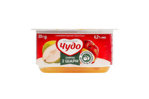 Сирок 4.2% збитий з наповнювачем фруктовим двошаровий Персик-груша Чудо ст 100г