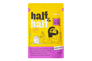Корм вологий повнораціонний для дорослих котів з качкою в соусі Premium Half&Half д/п 100г