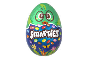 Фігура з молочного шоколаду наповнена драже з шоколаду вкритого хрумкою цукровою глазур'ю Яйце Smarties м/у 40г