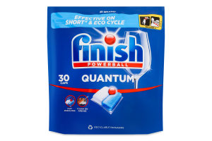 Средство для мытья посуды в посудомоечных машинах Quantum Powerball Finish 30шт