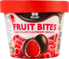 Малина заморожена в двох шарах шоколаду білому та молочному Rud ст 140г