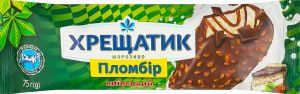 Морозиво пломбір зі смаком лісового горіха в кондитерській глазурі Київський Хрещатик м/у 75г