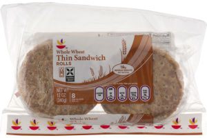 Ahold Whole Wheat Thin Sandwich Rolls - 8 CT