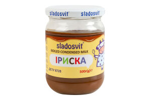 Продукт харчовий згущений 8% варений з молоком Іриска Sladosvit с/б 500г