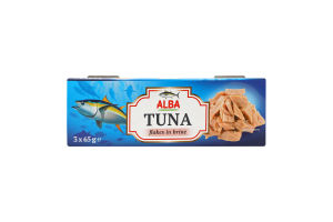 Тунець шматочками у власному соку 3*65г ж/б з ключем Alba Food
