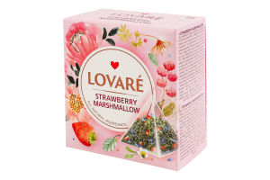 Чай зеленый листовой байховый с ягодами лепестками цветов и ароматом земляники Клубничный зефир Lovare к/у 15х2г