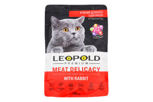 Корм консервированный для котов с кроликом Meat delicacy Premium Leopold д/п 100г