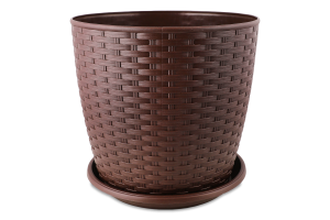 Горщик д/квітів Ротанг темно-коричневий з підставкою 24*22см арт114058 Алеана