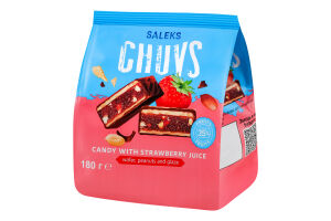 Цукерки «Chuvs» / «Чавз» з яблучним пюре, полуничним соком та смаженим арахісом, 180г, стабіло