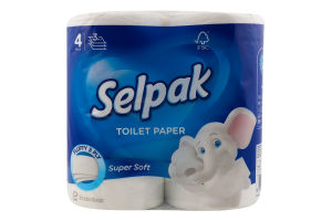Бумага туалетная 3-х слойная Super Soft Selpak 4шт