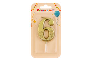 Свеча-цифра в торт 6 Металлик Festa (Guangzhou) Co. Ltd 1шт