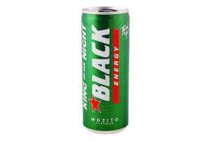 Напій енергетичний безалкогольний з додаванням вітамінів Mojito King of the Night Black Energy з/б 250мл
