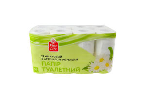 Папір туалетний 3-х шаровий з ароматом ромашки Fine Life 16шт