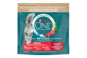 Purina ONE® Sterilcat (Стерайлкет). З яловичиною. Сухий повнораціонний корм для дорослих стерилізованих котів.
