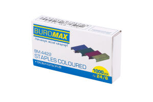 Скобы цветные №BM.4422 №24/6 Buromax 1000шт