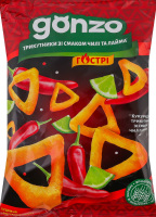 Трикутники кукурудзяні гострі зі смаком чилі та лайма Gonzo м/у 40г