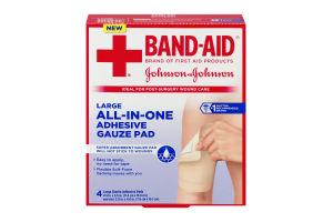 Band-Aid All-In-One Adhesive Gauze Pad Large - 4 CT