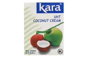 Сливки 24-26% кокосовые ультрапастеризованные Kara т/п 200мл