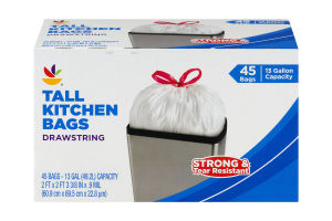 Ahold Tall Kitchen Bags Drawstring - 45 CT