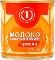 Молоко сгущенное нежирное вареное Ириска ТМ "1" ж/б 370г