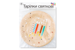 Тарілка паперова Хеппі Бьоздей з свічками 23см 6шт 1502-5775 Паті Хата