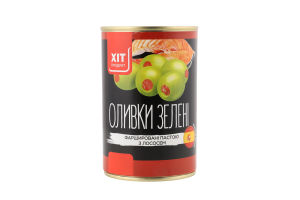 Оливки зеленые фаршированные лососем Хіт продукт ж/б 300г